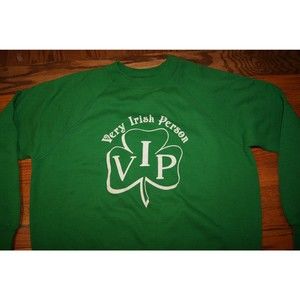 Vintage 90s VIP Very Irish Person Clover St Patrick's Day L Green Sweatshirt USA